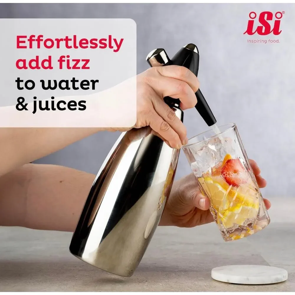 iSi Soda Siphon Seltzer Water Dispenser 1L Rare Black Bottle Seltzer Tube Incl.